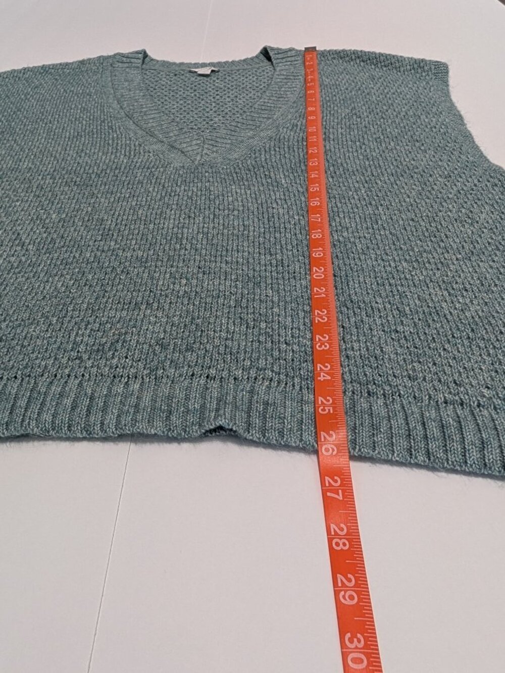 J Jill Women's Sweater Vest Petite XL Blue Spruce V Neck Knit Sleeveless - Picture 10 of 11